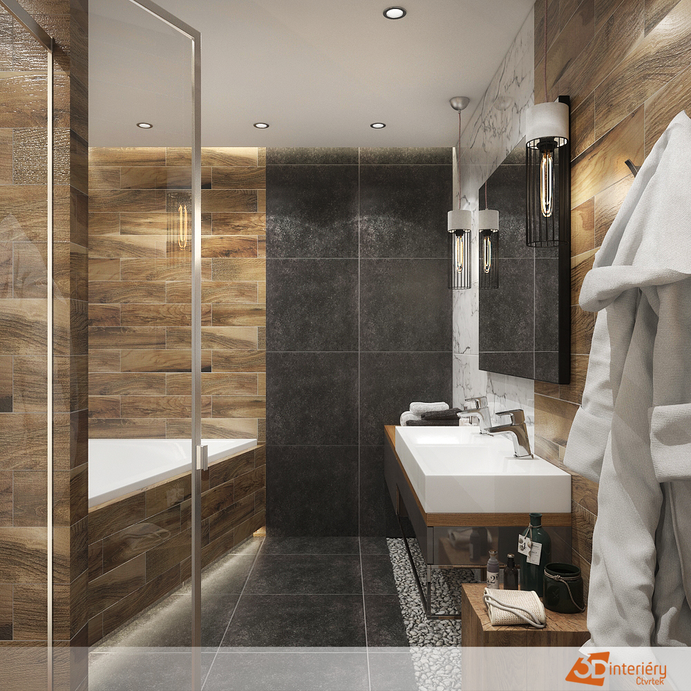 Koupelna v českém krumlově je originální interiér, který nezevšední. Sprcha, vana i umyvadlo je samozřejmostí.