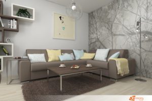 obývací pokoj v zemitých barvách - od designerky Pavla Beranová